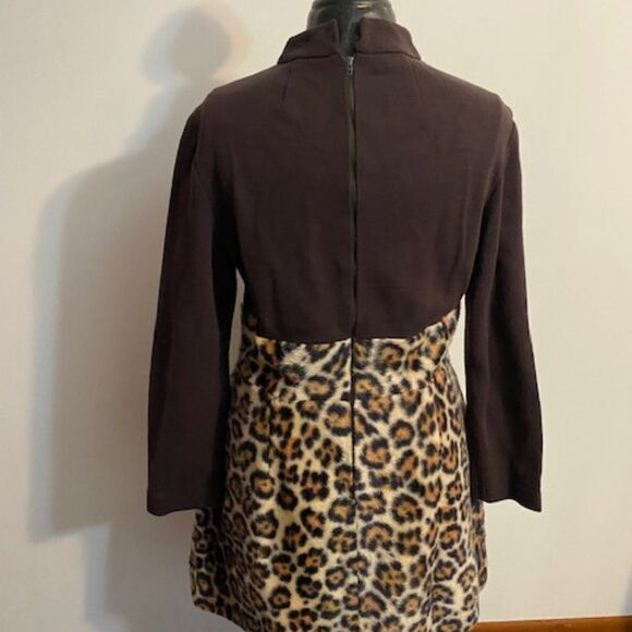 Symphony Vintage 60-70 Brown and Cheetah print dress, size 16 - Picture 3 of 5
